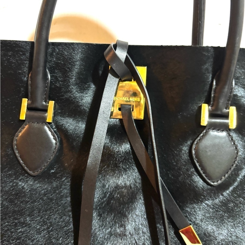 Michael kors calfskin hair/ leather Elegant Black Leather Tote Bag - Picture 4 of 12